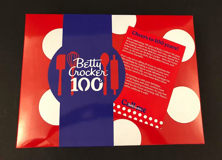 Betty Crocker 100th anniversary influencer kit packaging