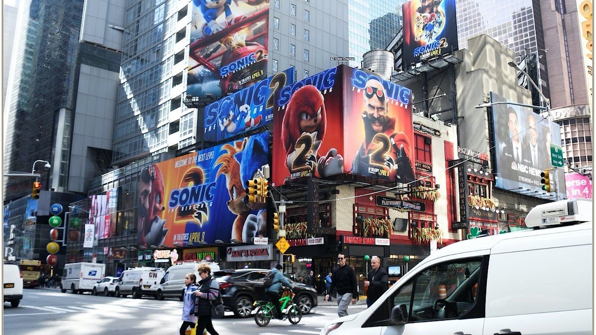 Times Square out-of-home billboards for a Paramount Pictures film campaign