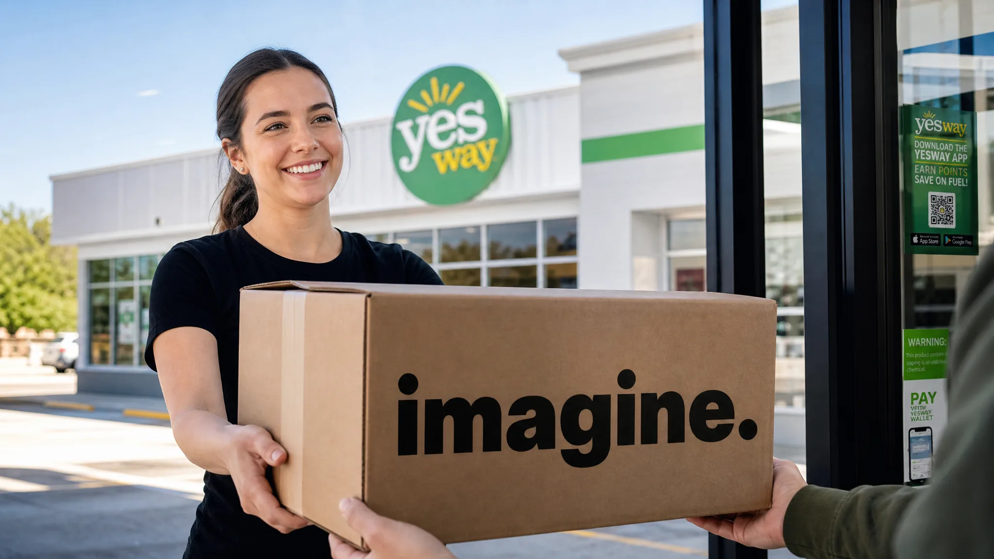 Imagine-branded box being delivered to a Aloha Petroleum store entrance